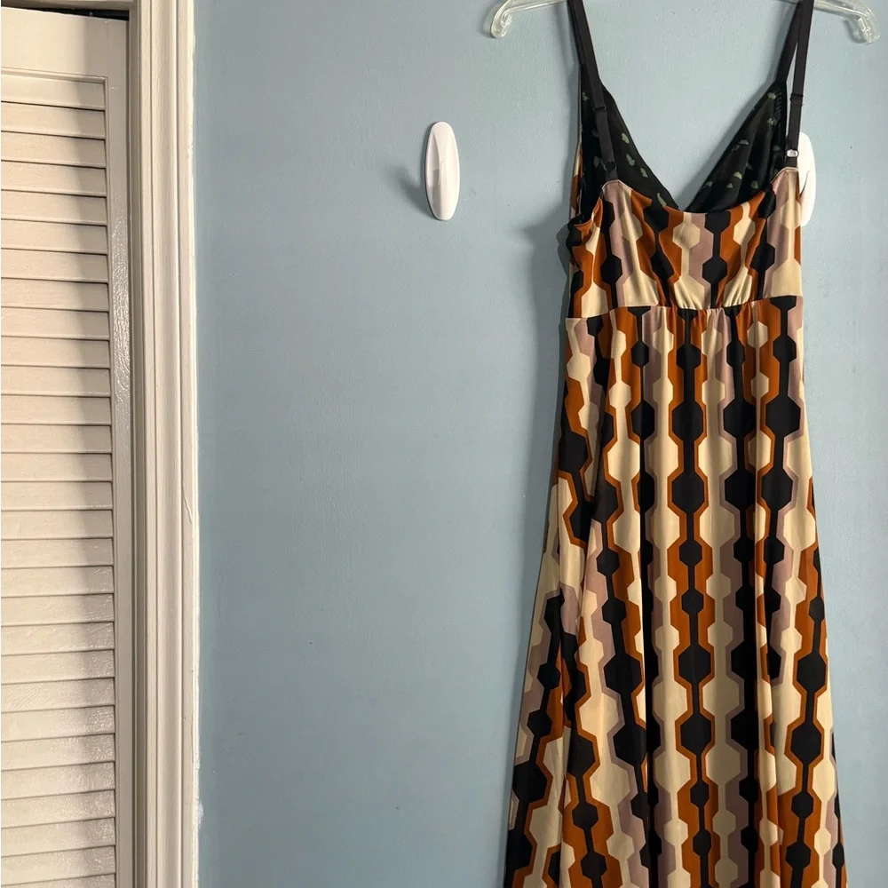 CAbi Brown and Black Geometric Maxi Dress Reversible Dress - Picture 5 of 16